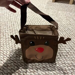 Thirty-One little carry all Festive Brown Reindeer Tote